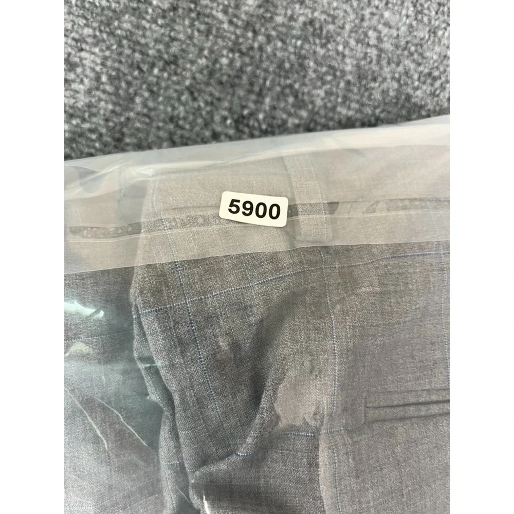 J.Hilburn Reda European Fit Super 130'sWool Dress Pants Men's Gray Check Size 34